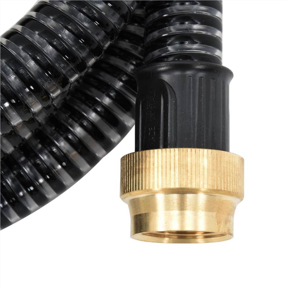 Suction Hose with Brass Connectors 7 m 25 mm Black