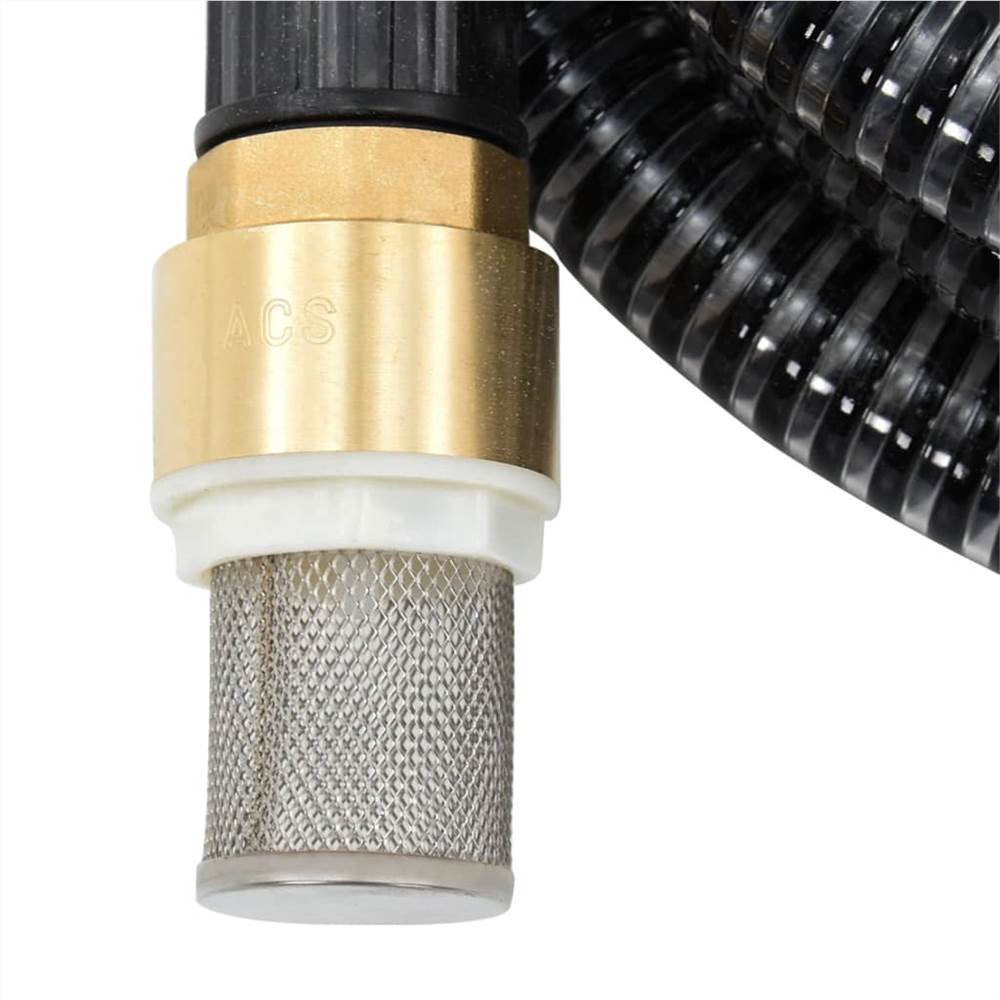 Suction Hose with Brass Connectors 7 m 25 mm Black
