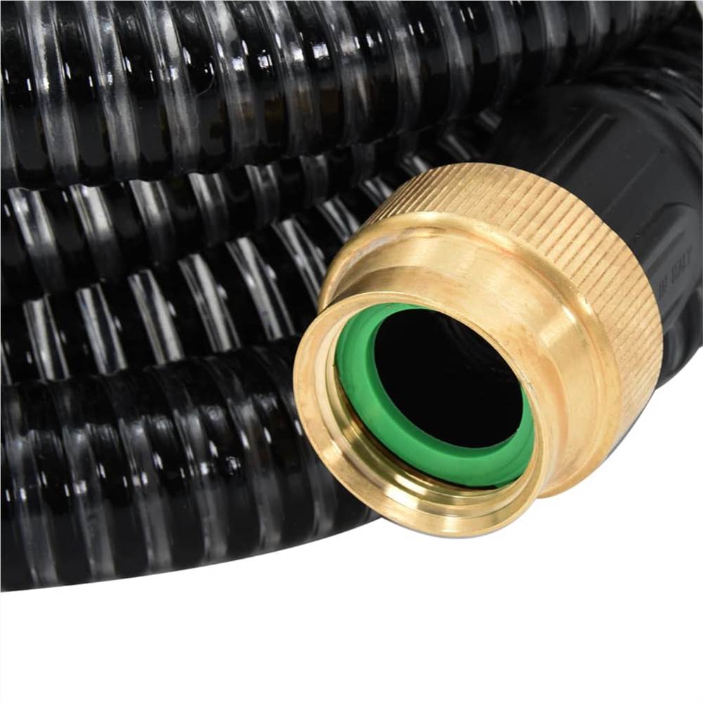Suction Hose with Brass Connectors 7 m 25 mm Black