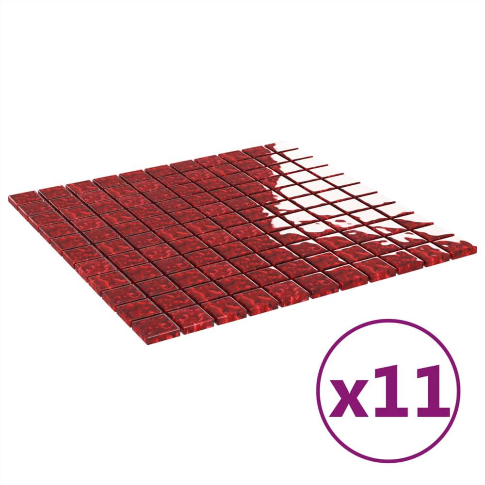 Self-adhesive Mosaic Tiles 11 pcs Red 30x30 cm Glass