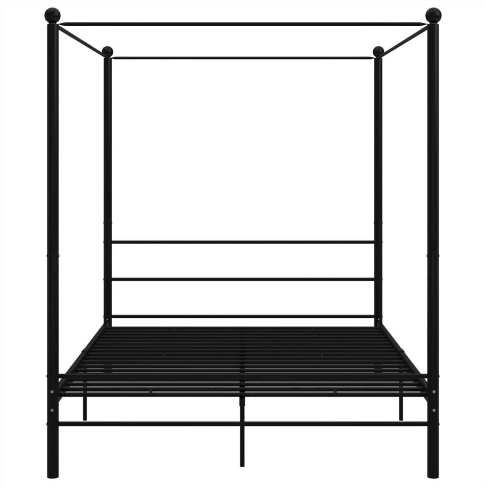 Canopy Bed Frame Black Metal 160x200 cm