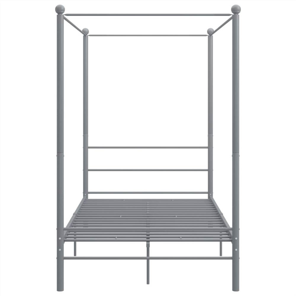 Canopy Bed Frame Grey Metal 120x200 cm