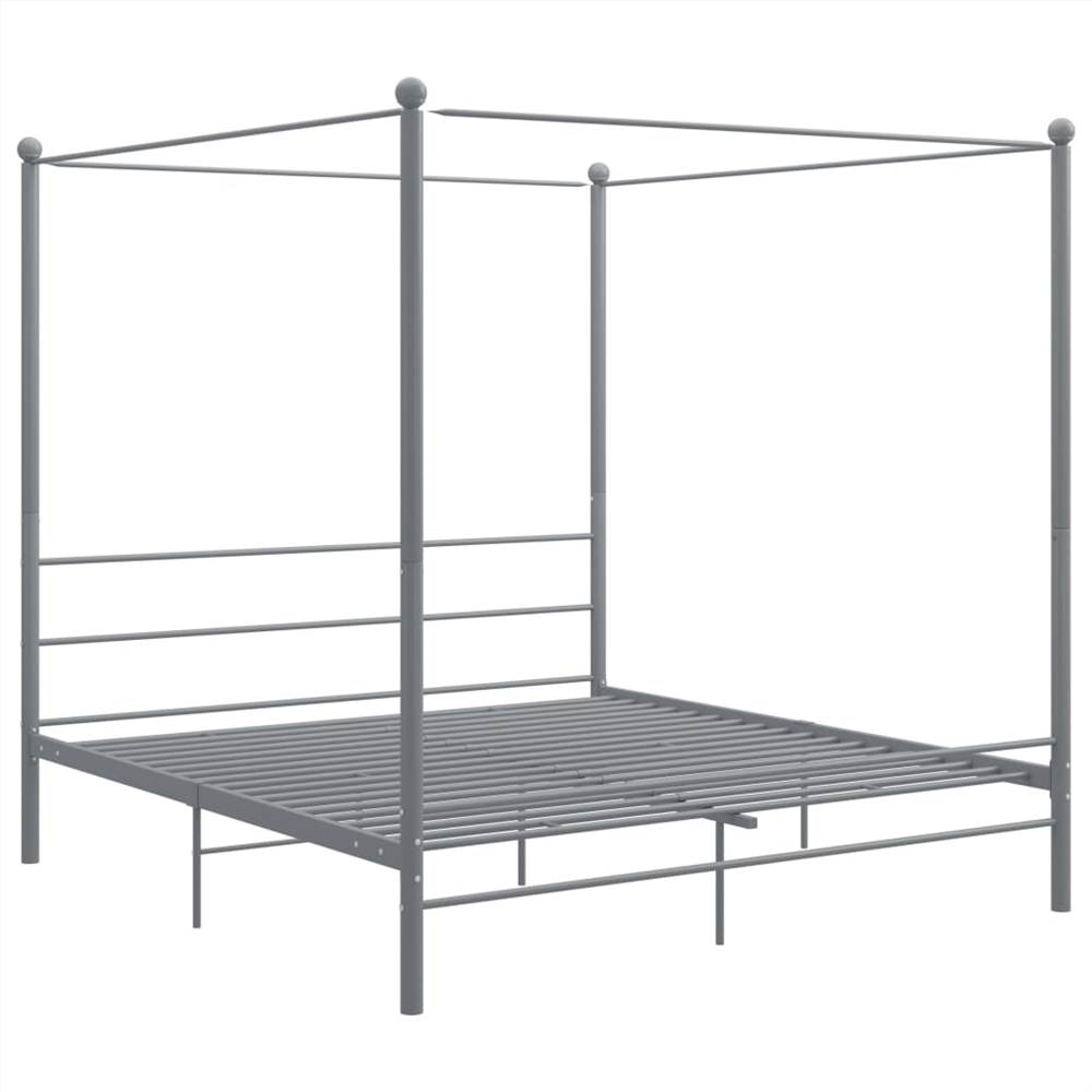 Canopy Bed Frame Grey Metal 180x200 cm