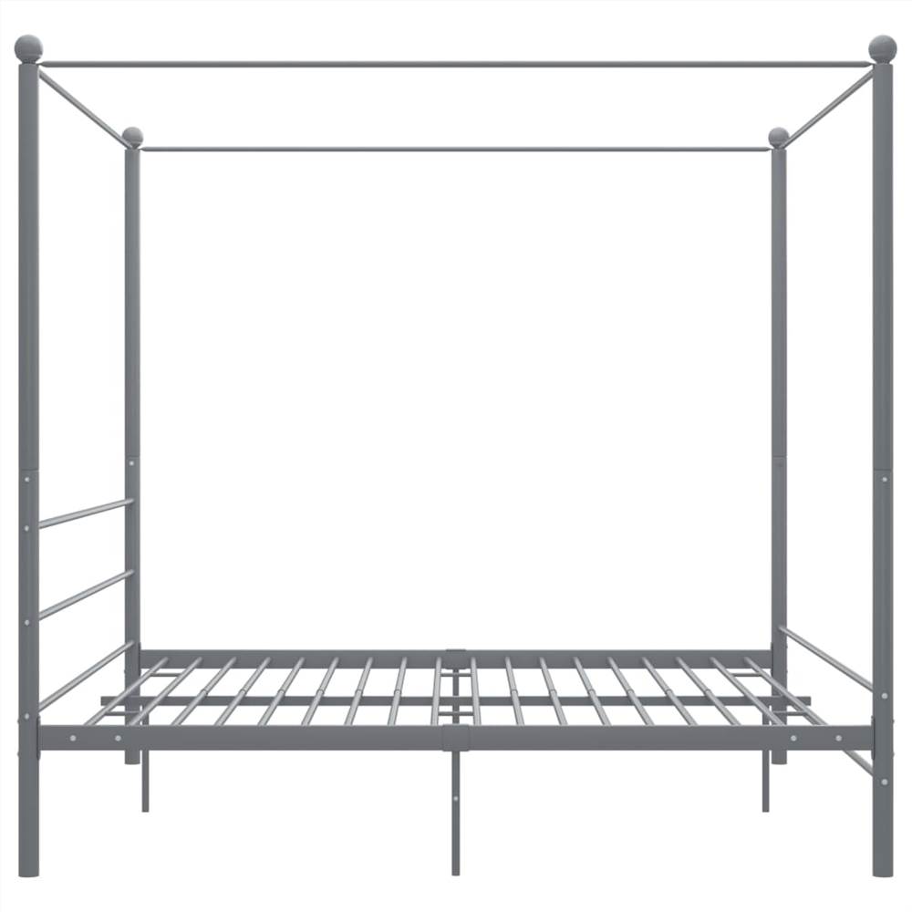 Canopy Bed Frame Grey Metal 180x200 cm