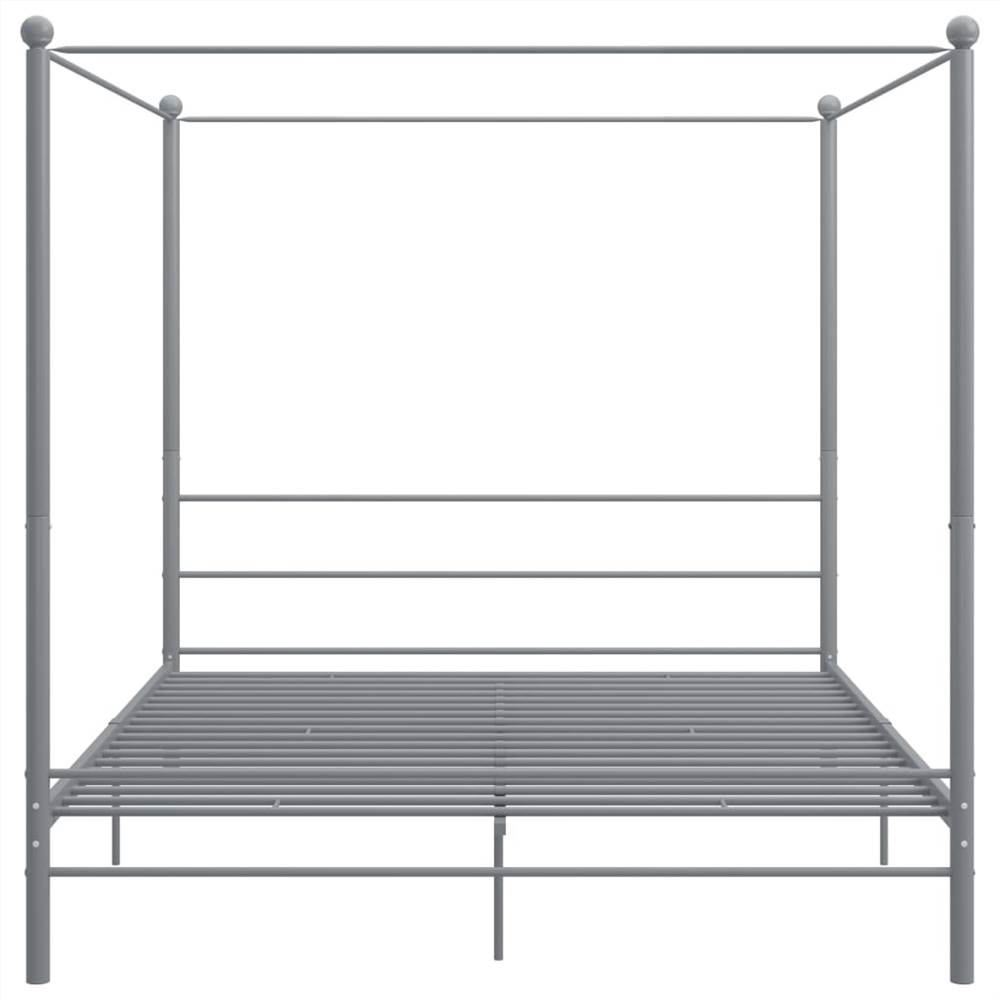 Canopy Bed Frame Grey Metal 180x200 cm