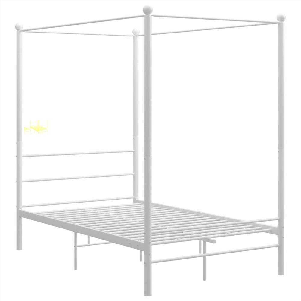 Canopy Bed Frame White Metal 140x200 cm
