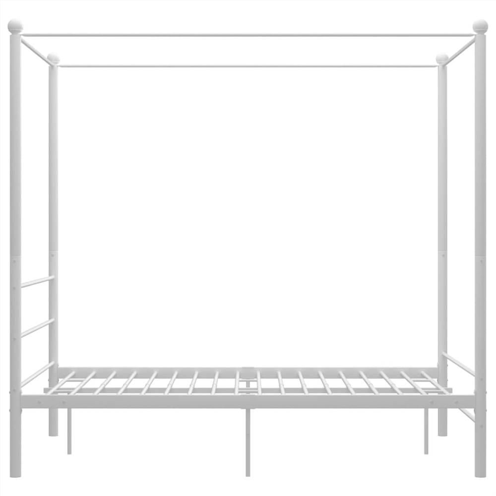 Canopy Bed Frame White Metal 140x200 cm