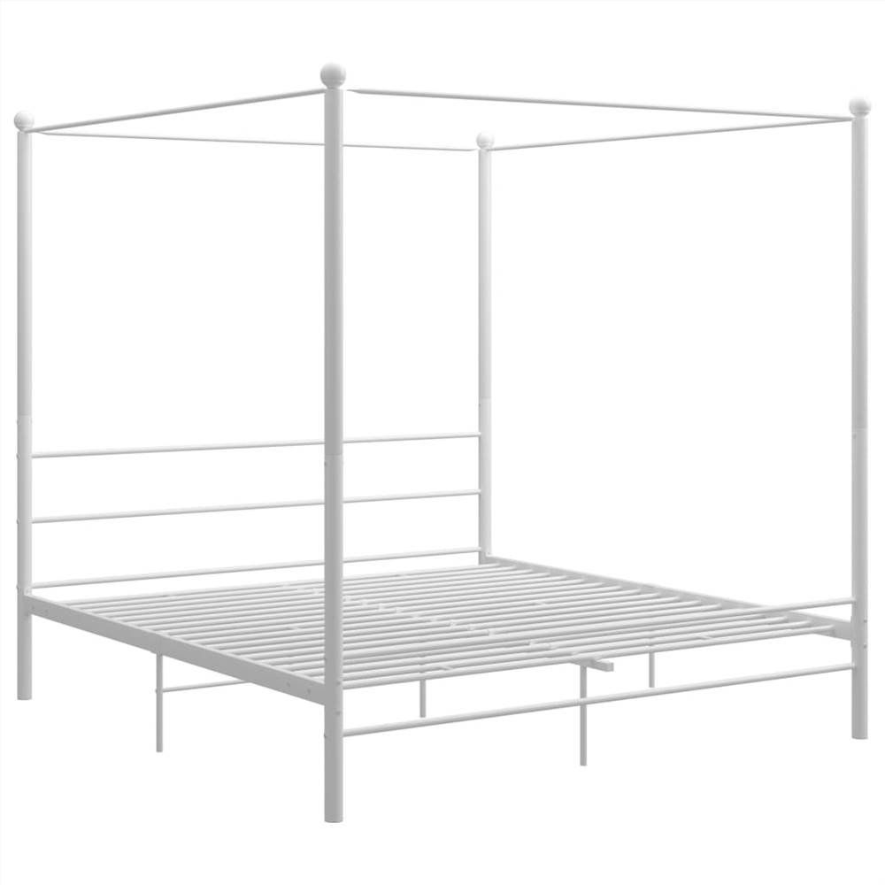 Canopy Bed Frame White Metal 200x200 cm