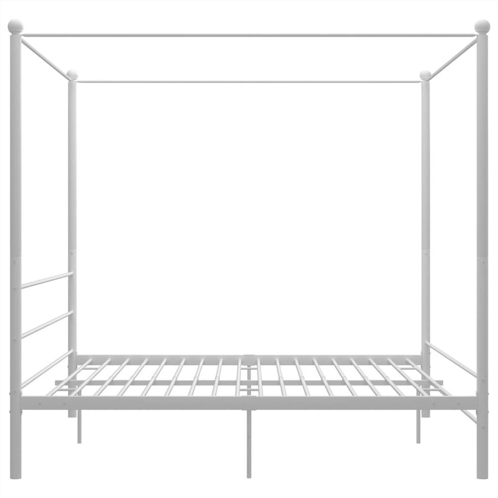 Canopy Bed Frame White Metal 200x200 cm