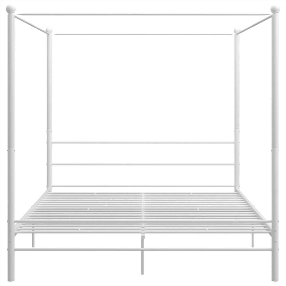 Canopy Bed Frame White Metal 200x200 cm