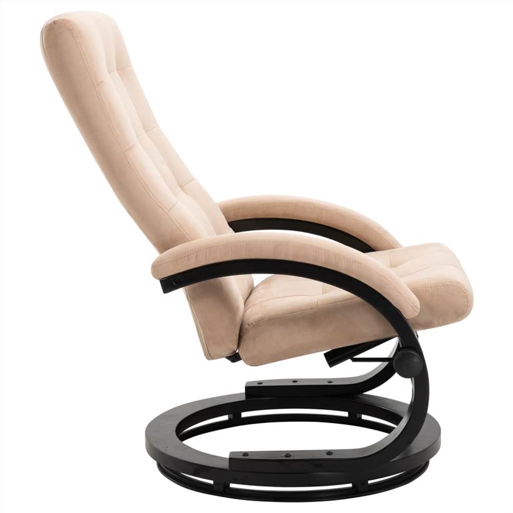 Recliner Chair with Footrest Cream Suede-touch Fabric