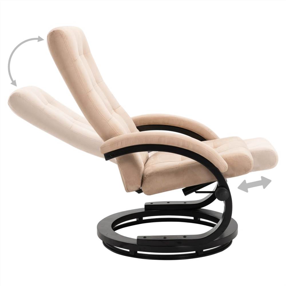 Recliner Chair with Footrest Cream Suede-touch Fabric