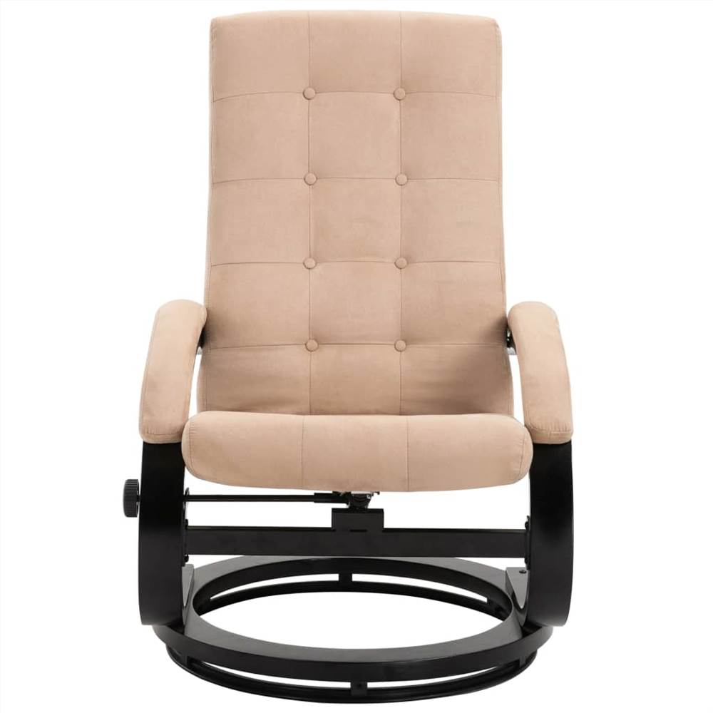 Recliner Chair with Footrest Cream Suede-touch Fabric