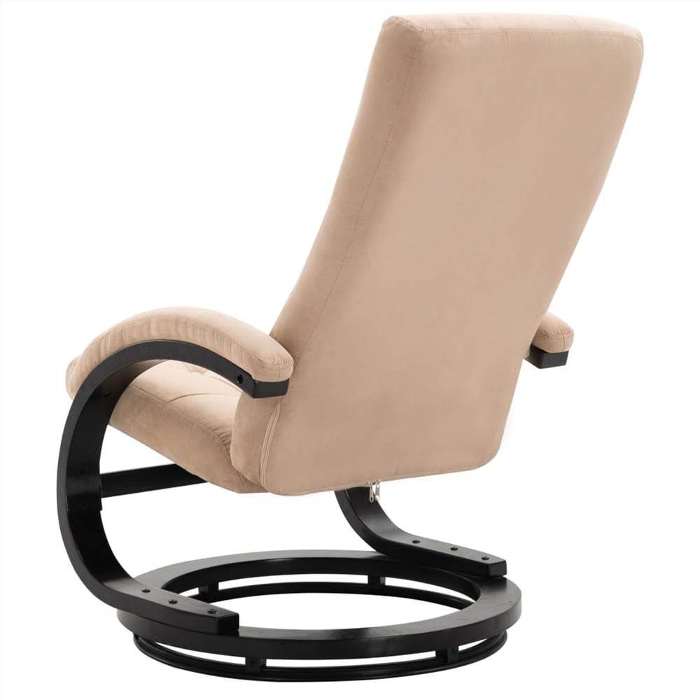 Recliner Chair with Footrest Cream Suede-touch Fabric