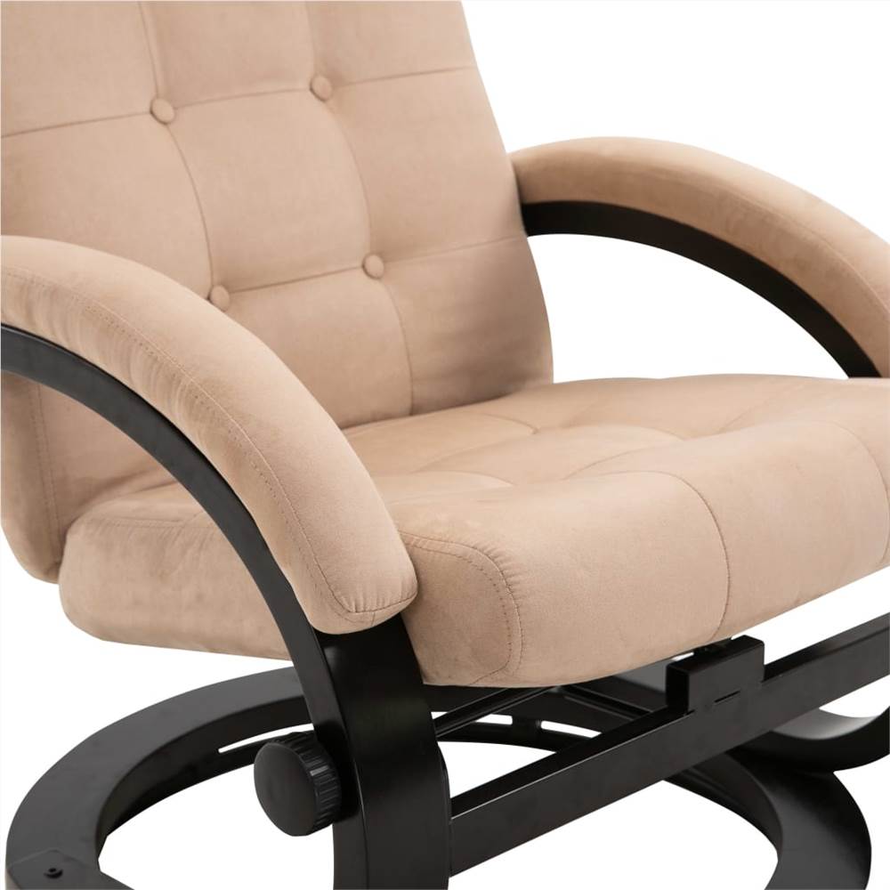 Recliner Chair with Footrest Cream Suede-touch Fabric