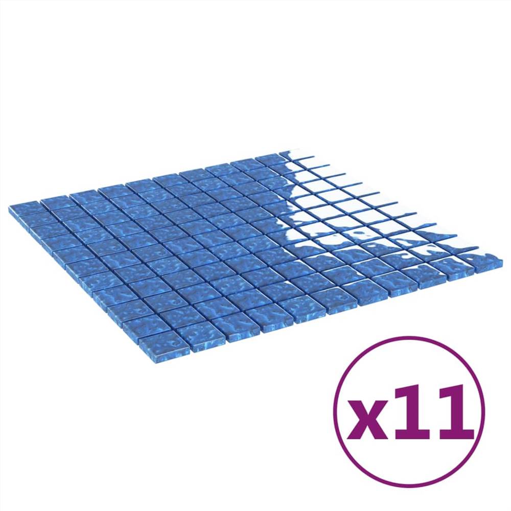 Self-adhesive Mosaic Tiles 11 pcs Blue 30x30 cm Glass