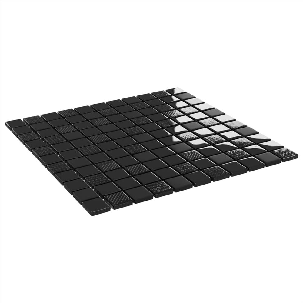 Self-adhesive Mosaic Tiles 11 pcs Shiny Black 30x30 cm Glass