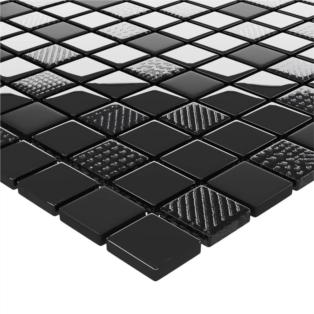 Self-adhesive Mosaic Tiles 11 pcs Shiny Black 30x30 cm Glass