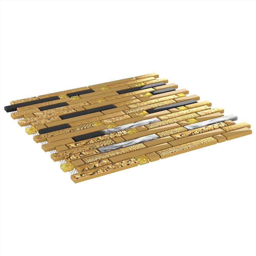 Self-adhesive Mosaic Tiles 22 pcs Black and Gold 30x30 cm Glass