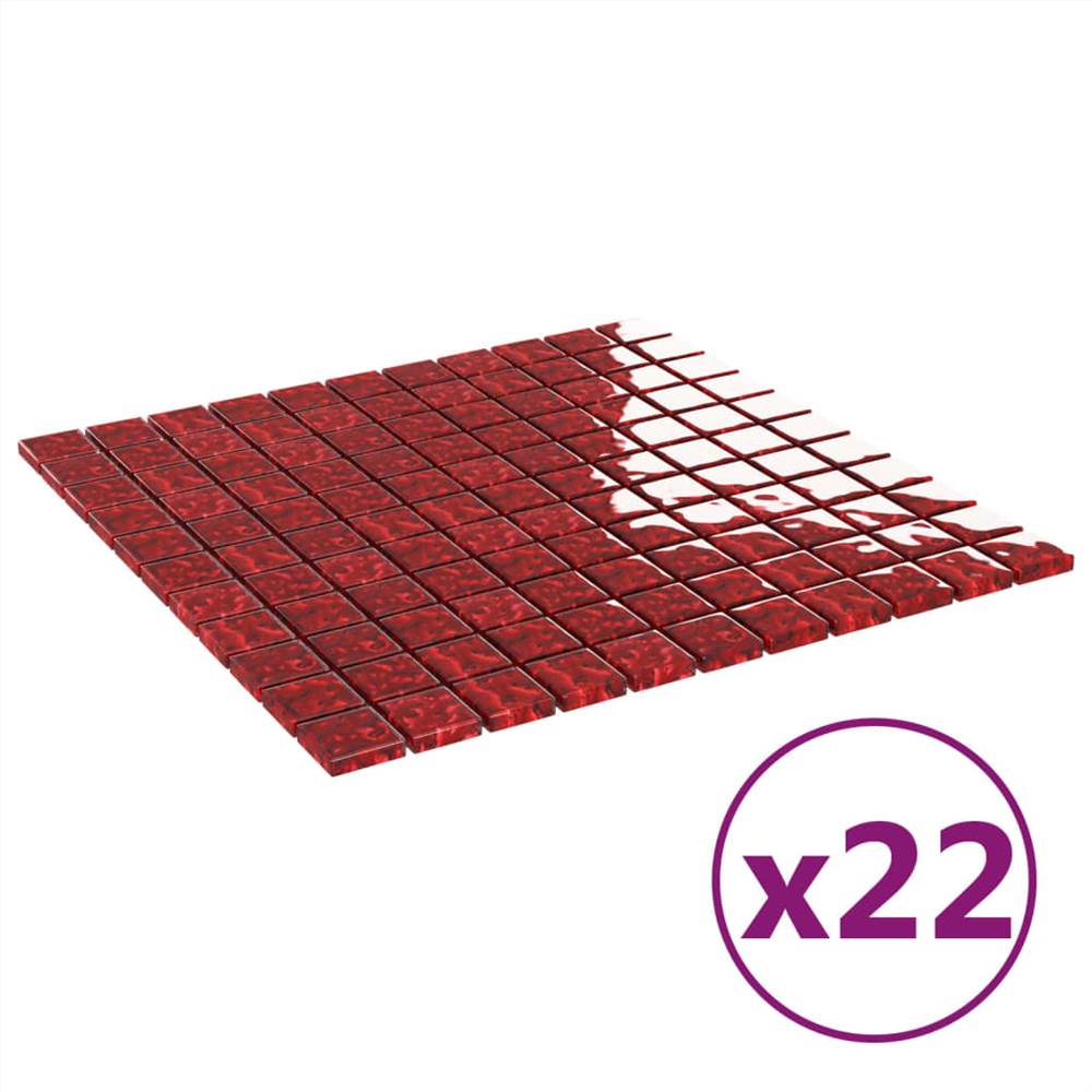 Self-adhesive Mosaic Tiles 22 pcs Red 30x30 cm Glass