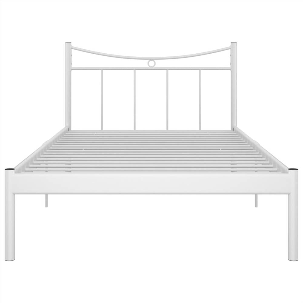 Bed Frame White Metal and Plywood 100x200 cm