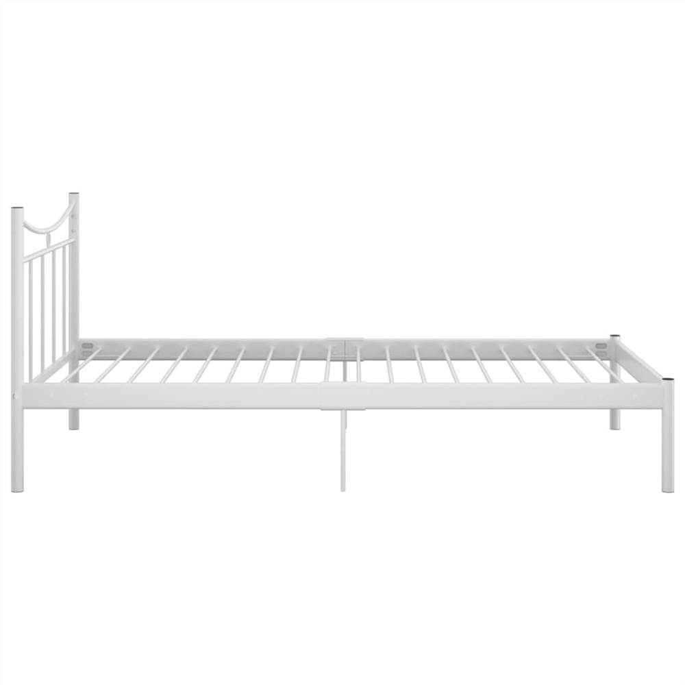 Bed Frame White Metal and Plywood 100x200 cm