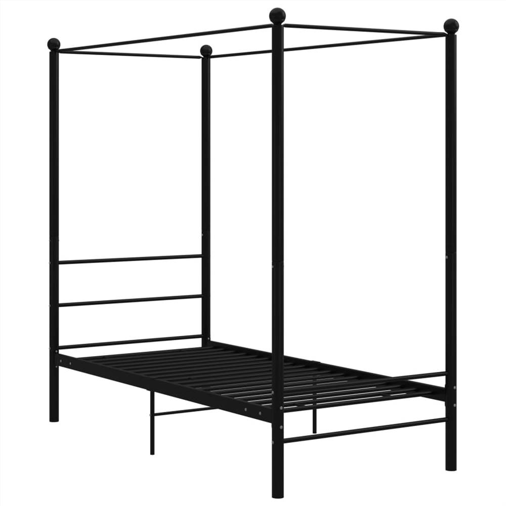 Canopy Bed Frame Black Metal 90x200 cm