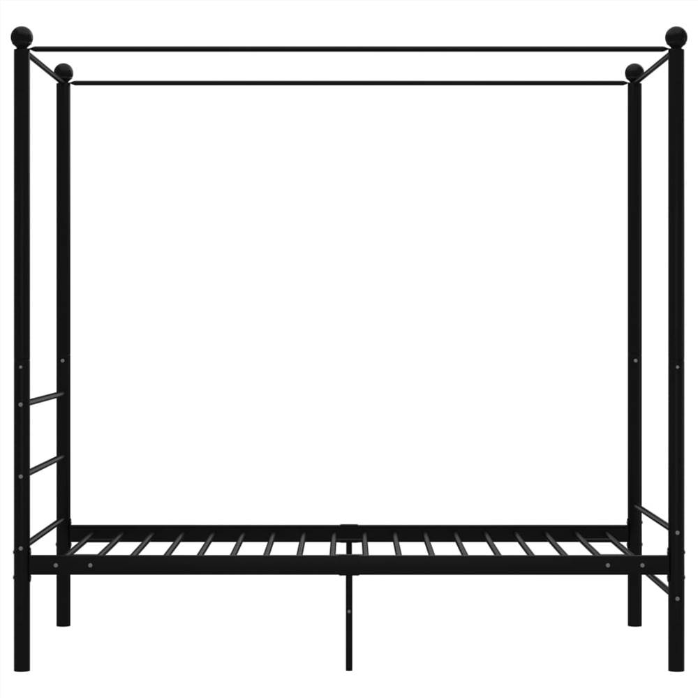 Canopy Bed Frame Black Metal 90x200 cm