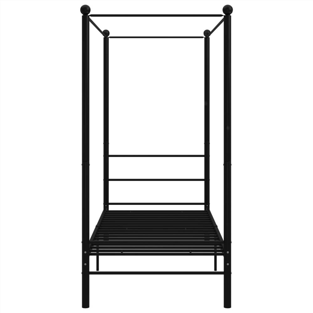 Canopy Bed Frame Black Metal 90x200 cm