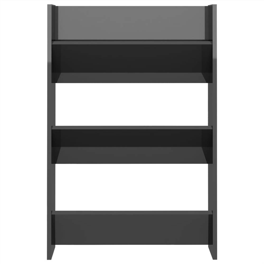 Wall Shoe Cabinet High Gloss Grey 60x18x90 cm Chipboard