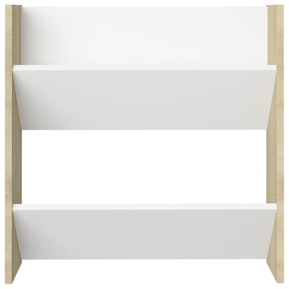 Wall Shoe Cabinet White and Sonoma Oak 60x18x60 cm Chipboard
