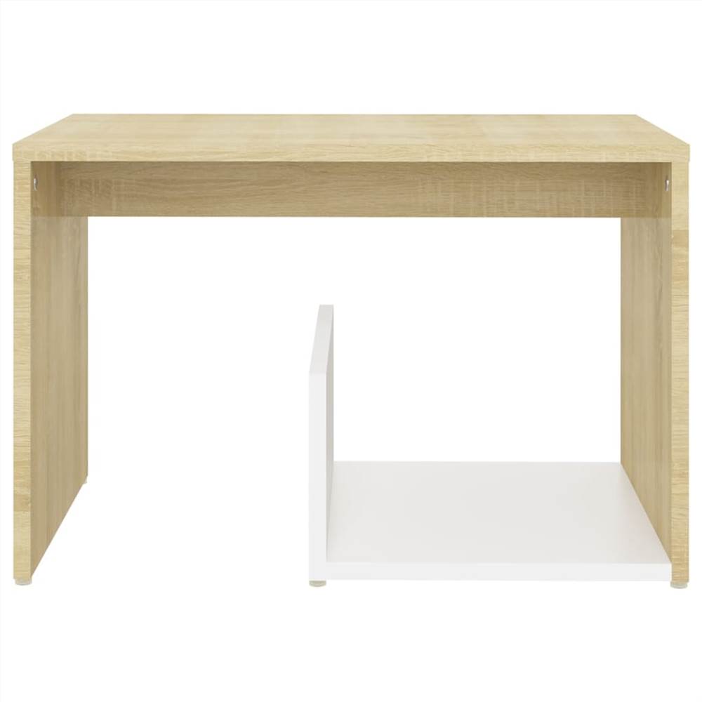 Side Table White and Sonoma Oak 59x36x38 cm Chipboard