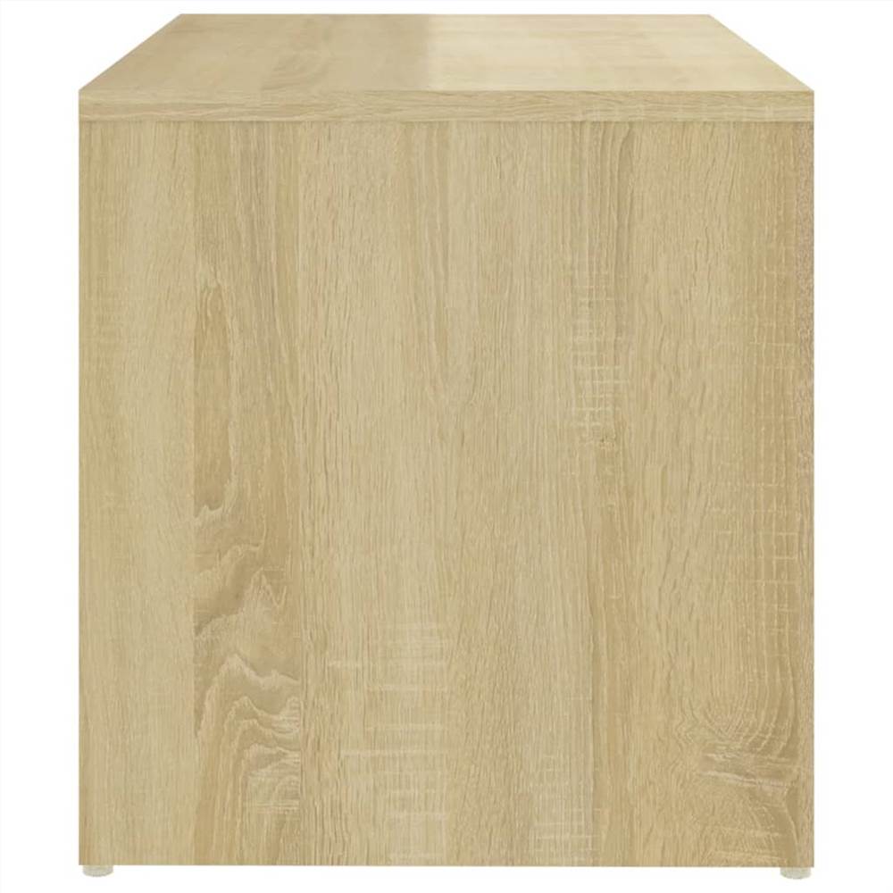 Side Table White and Sonoma Oak 59x36x38 cm Chipboard