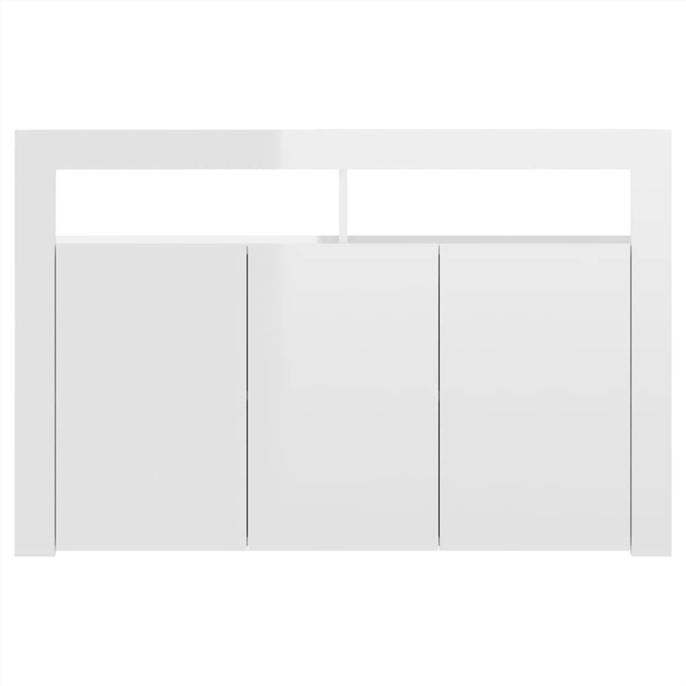 Sideboard with LED Lights High Gloss White 115.5x30x75 cm