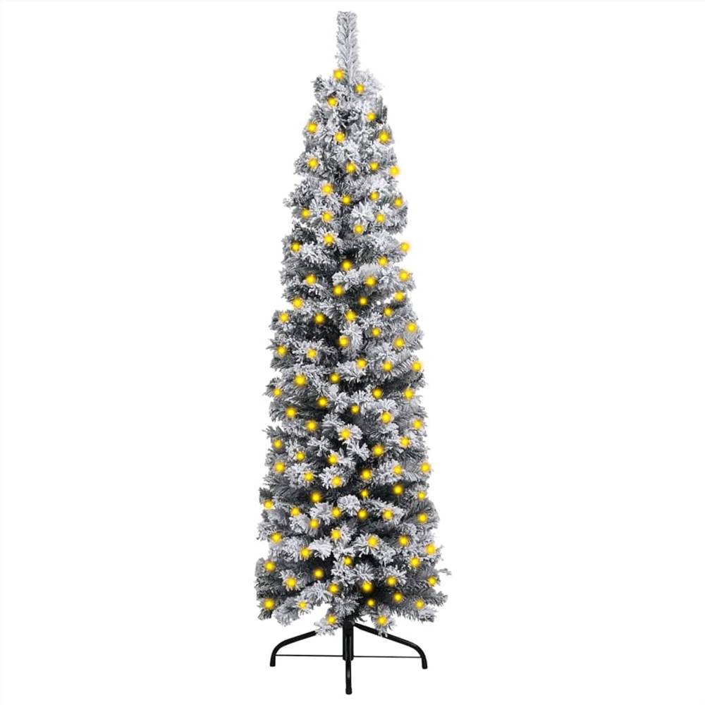 

Slim Christmas Tree with LEDs&Flocked Snow Green 120 cm PVC