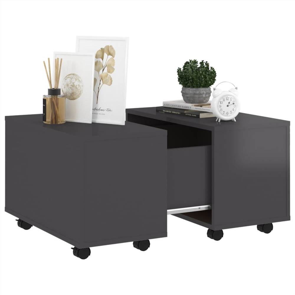 Coffee Table High Gloss Grey 60x60x38 cm Chipboard