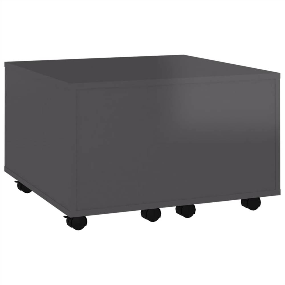 Coffee Table High Gloss Grey 60x60x38 cm Chipboard