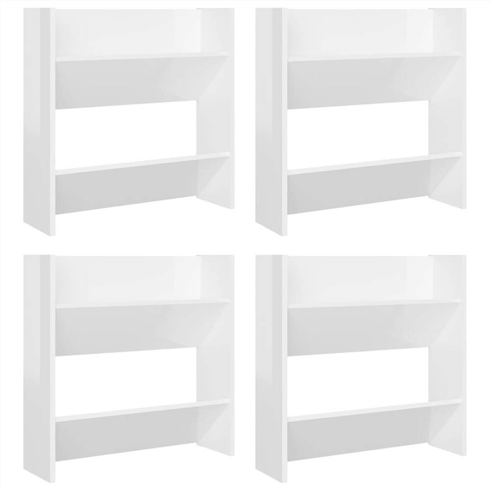 Wall Shoe Cabinets 4 pcs High Gloss White 60x18x60 cm Chipboard