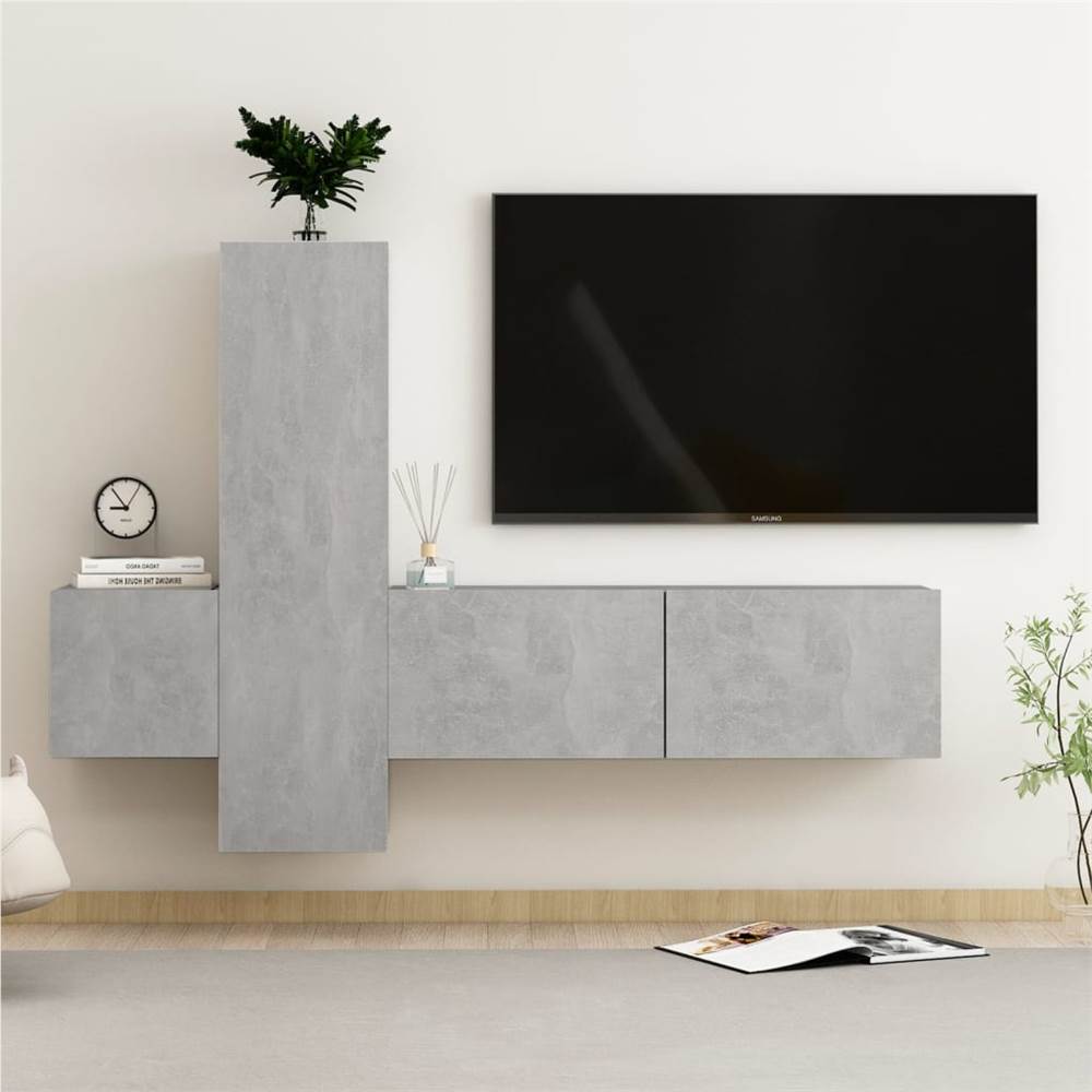 

3 Piece TV Cabinet Set Concrete Grey Chipboard
