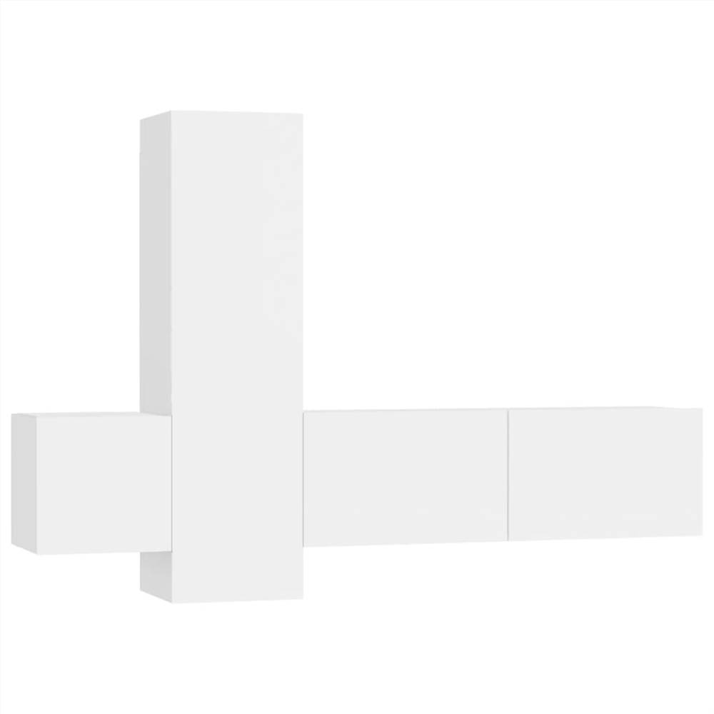 3 Piece TV Cabinet Set White Chipboard