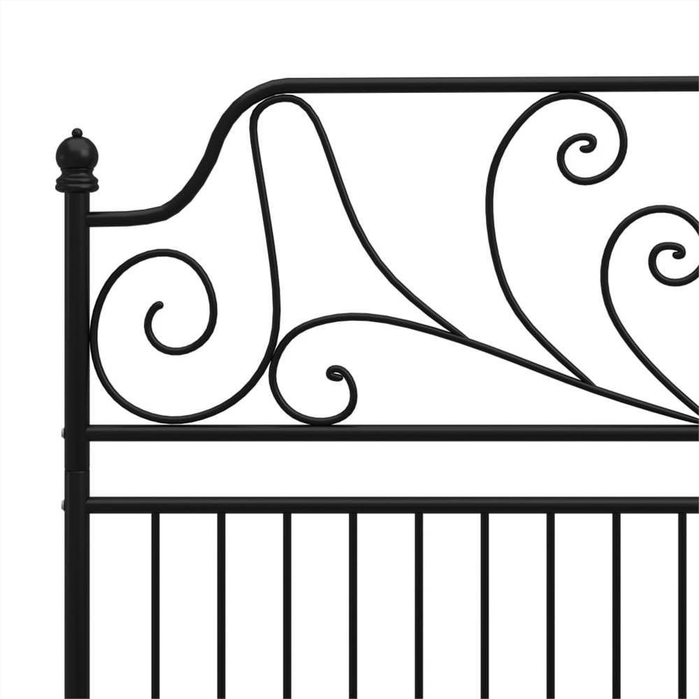 Bed Frame Black Metal and Plywood 140x200 cm