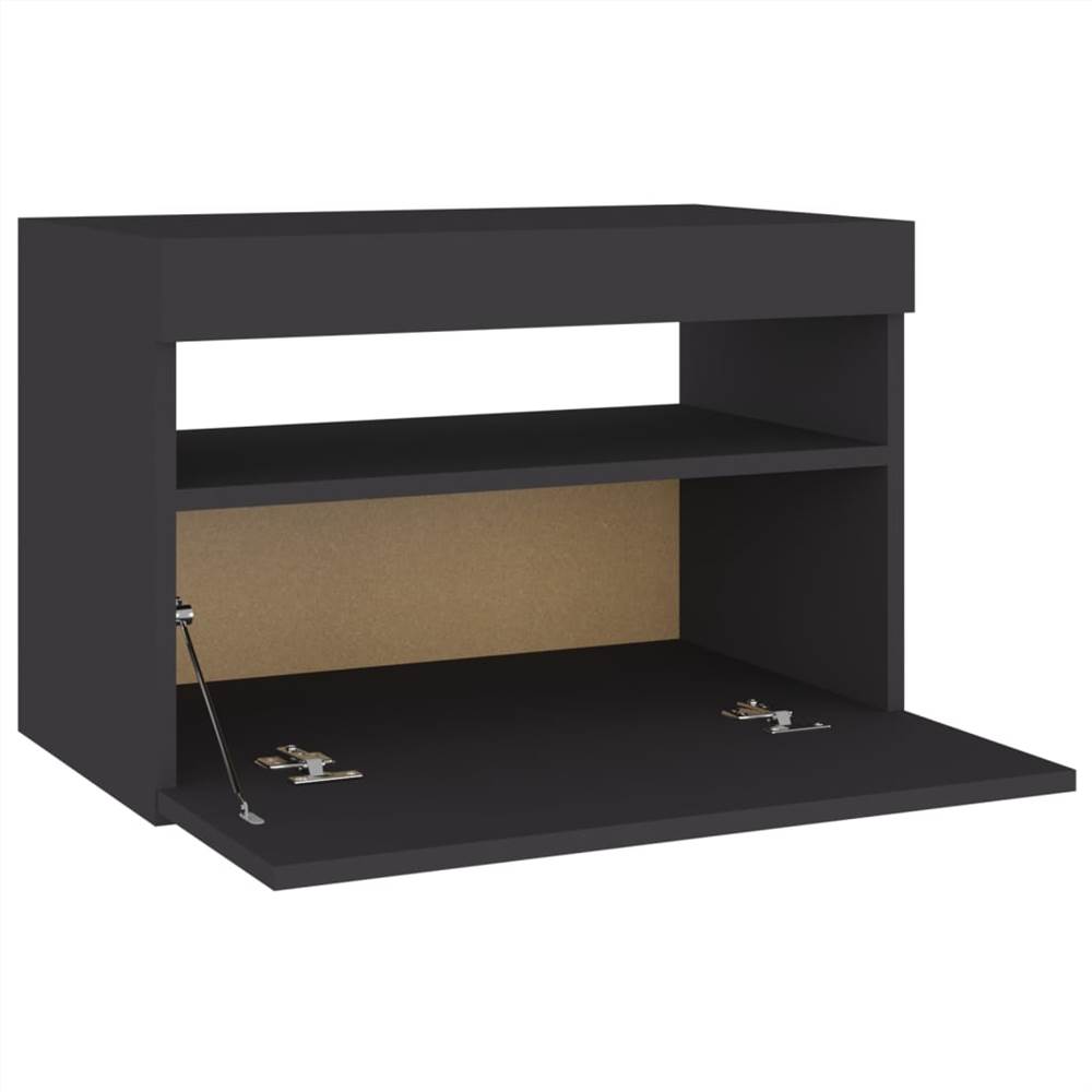 Bedside Cabinet & LED Lights Grey 60x35x40 cm Chipboard