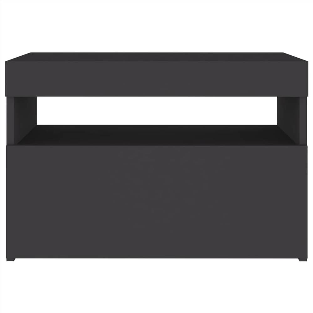 Bedside Cabinet & LED Lights Grey 60x35x40 cm Chipboard