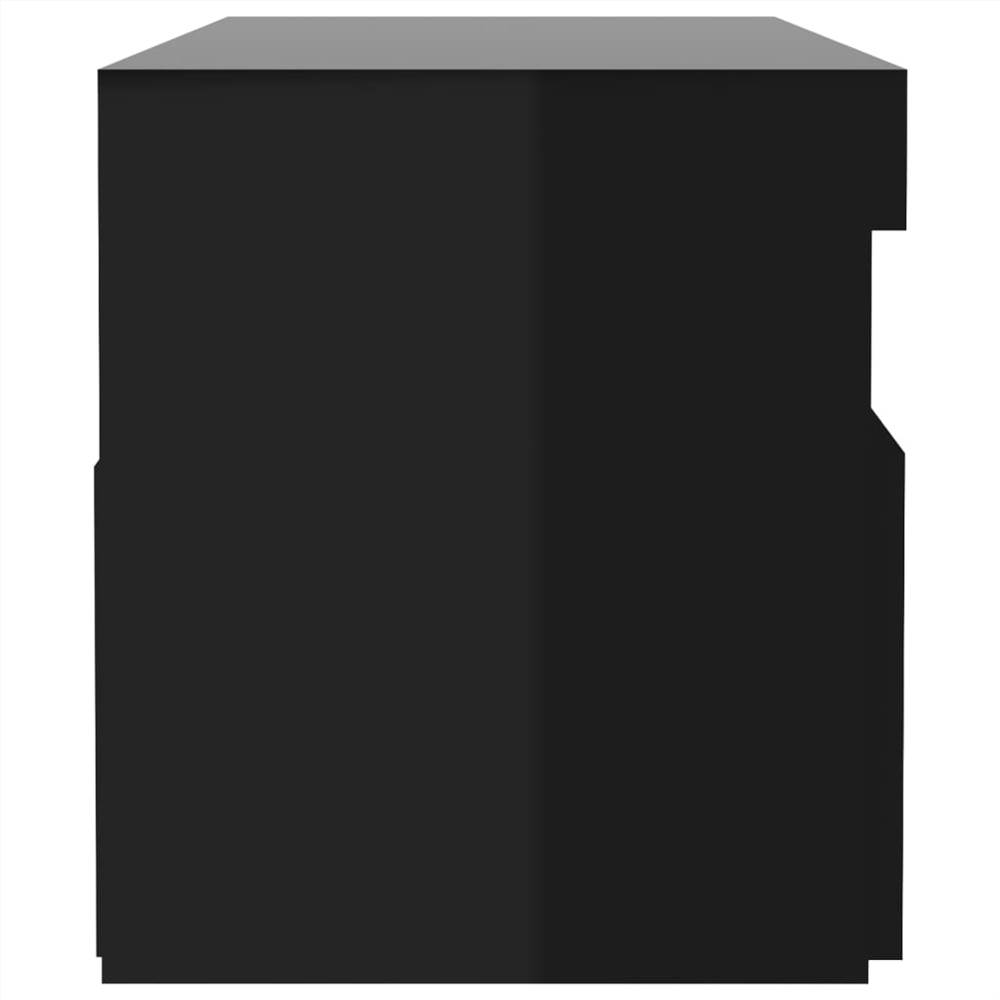 Bedside Cabinet & LED Lights High Gloss Black 60x35x40 cm