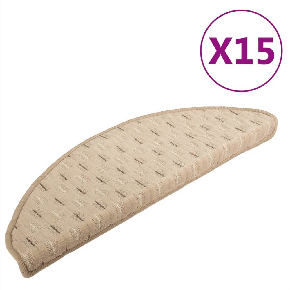 Carpet Stair Treads 15 pcs Taupe 65x25 cm