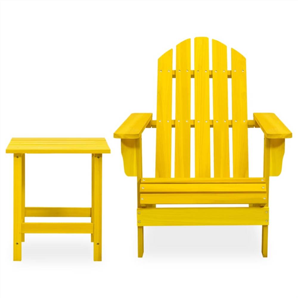 Garden Adirondack Chair with Table Solid Fir Wood Yellow