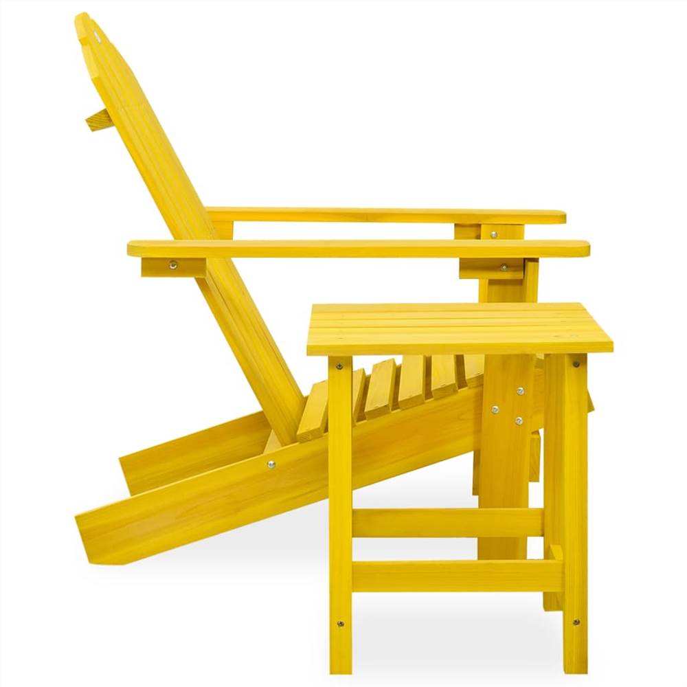 Garden Adirondack Chair with Table Solid Fir Wood Yellow
