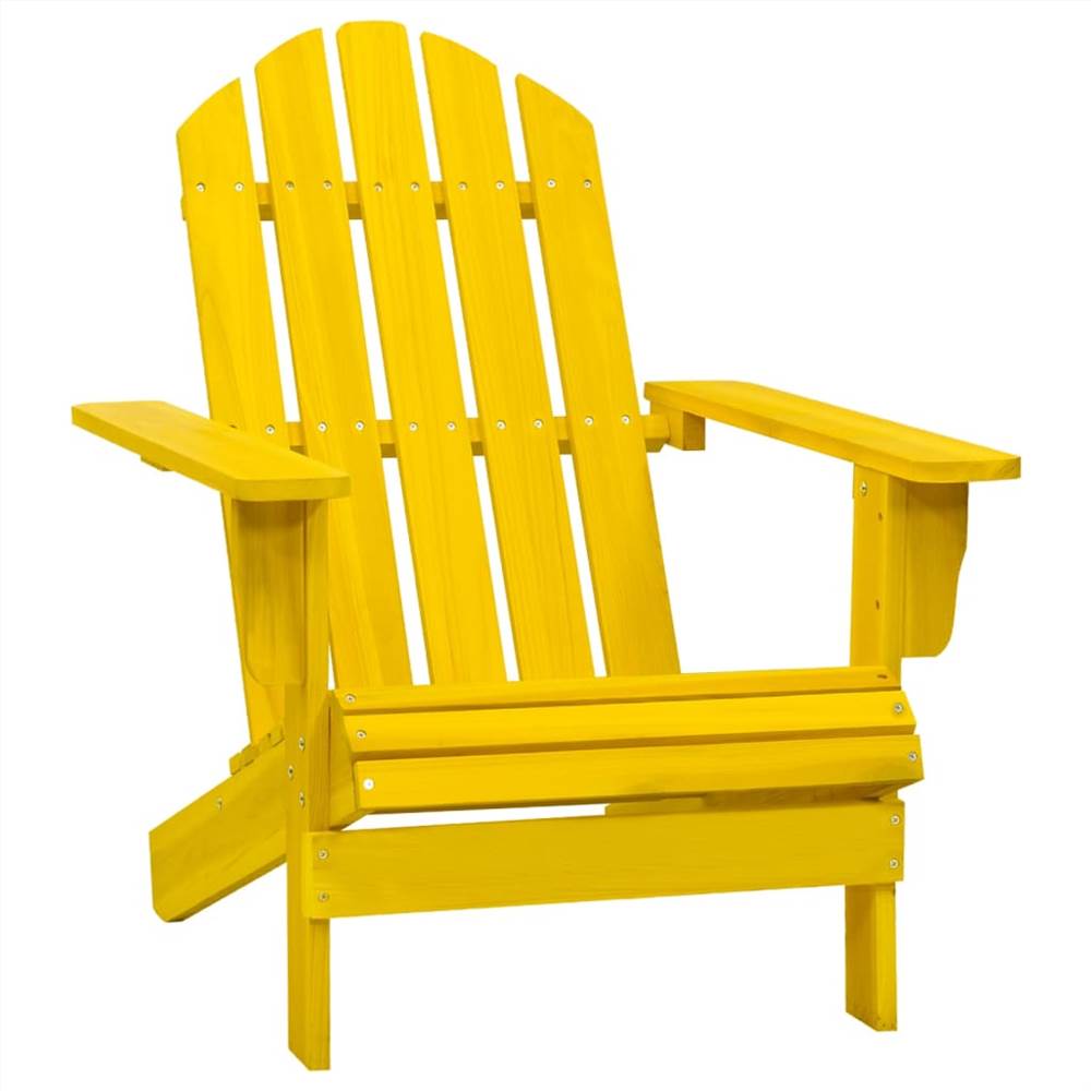 Garden Adirondack Chair with Table Solid Fir Wood Yellow
