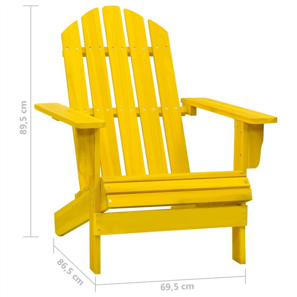 Garden Adirondack Chair with Table Solid Fir Wood Yellow