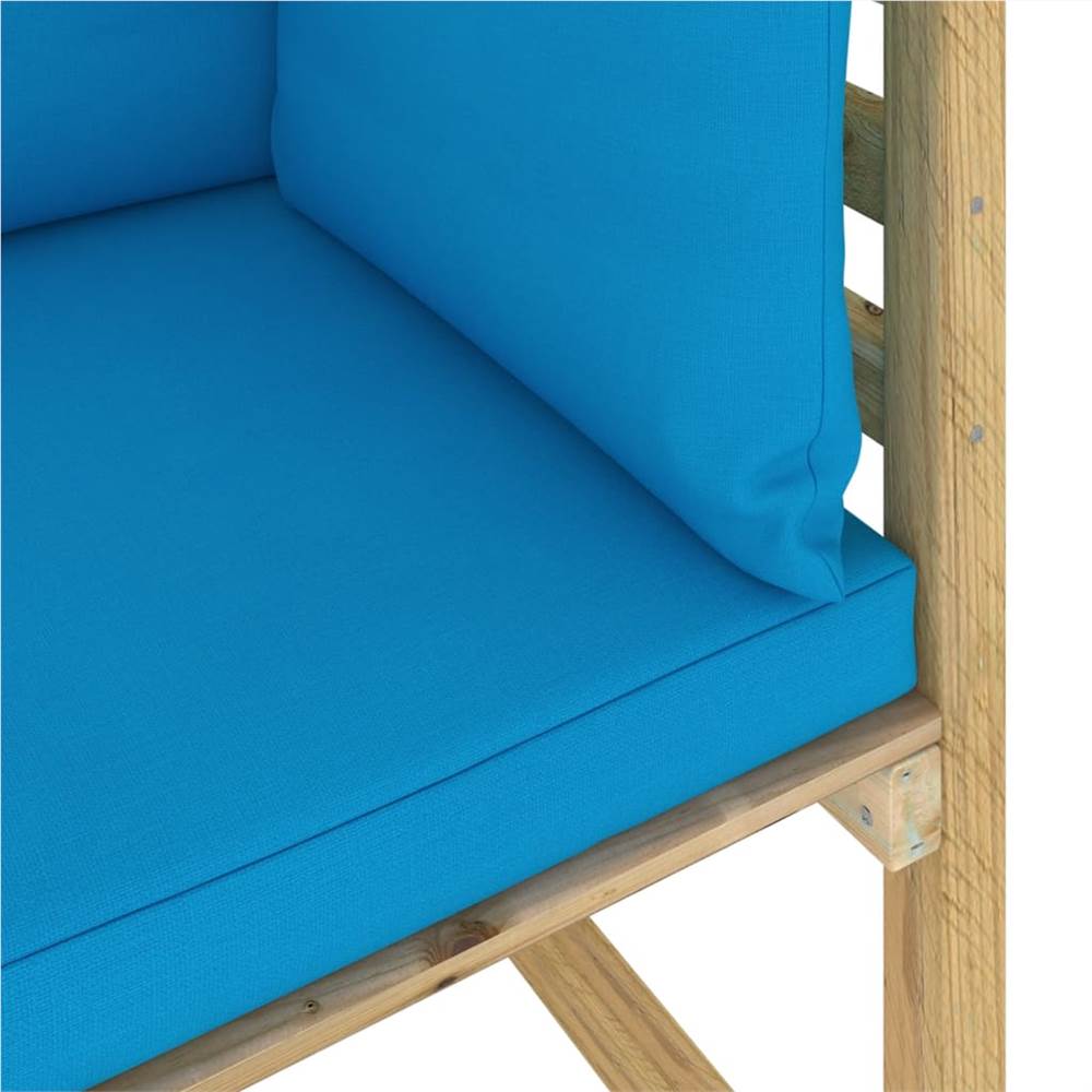 Garden Corner Sofa with Cushions Green Impregnated Pinewood